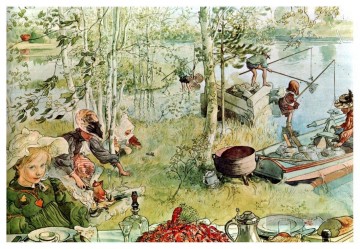 die Krebse Saison 1897 Carl Larsson öffnet Ölgemälde